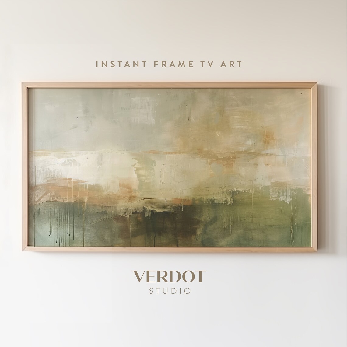 Earthy Green Abstract Art Print, Rustic Neutral Style