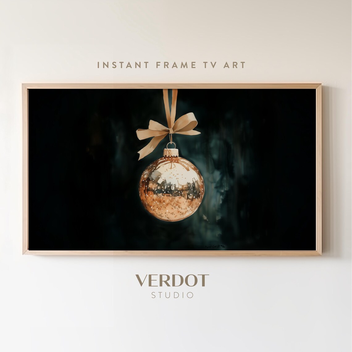 Christmas Ornament Frame TV Art, Holiday Painting