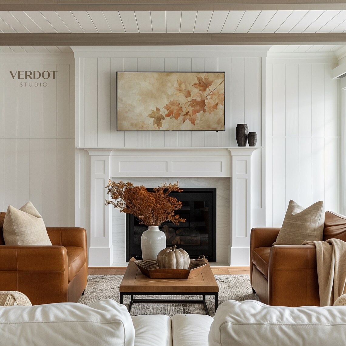 Fall Leaf Frame TV Art, Vintage Country Leaves - Image 4