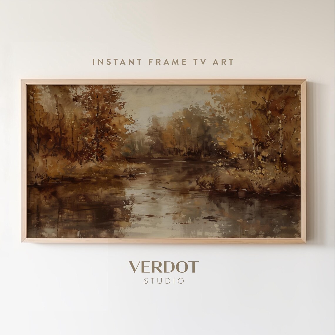 Autumn Tree Landscape River Country Vintage Art Print