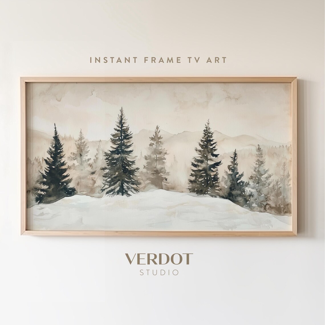 Neutral Winter Landscape Art Print, Holiday Scenery