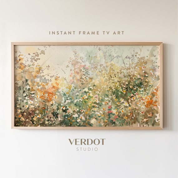 Summer Abstract Flowers Art Print, Vintage Style Wildflowers