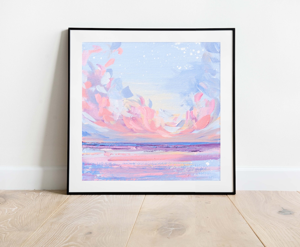 Pastel Skies Seascape Painting, Ocean Art Print