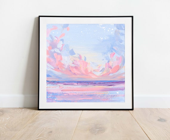 Pastel Skies Seascape Painting, Ocean Art Print