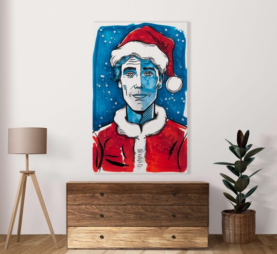 Man In Santa Hat Roy Lichtenstein Style Pop Art Sketch Poster